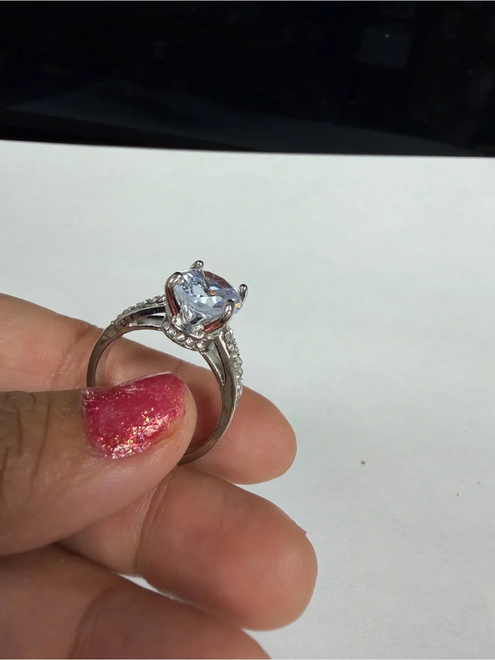 Silver Tone Round-Cut Cubic Zirconia Statement Ring in Clear